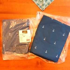 2 New Eclipse Set Sail Anchor Denim Blue Light Blocking Curtains